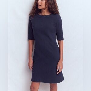 Boden Nessa Ottoman Navy Ribbed Shift Dress with Pockets, size US 12